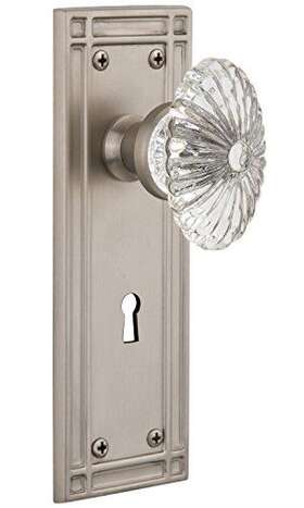 Nostalgic Warehouse 640697160450 Mission Plate With Keyhole Oval Fluted Crystal Glass Knob