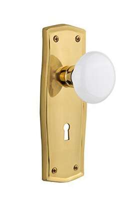 Nostalgic Warehouse 640697188485 Prairie Plate With Keyhole White Porcelain Knob Privacy