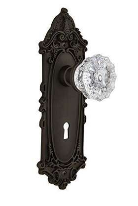 Nostalgic Warehouse 640697188805 Victorian Plate With Keyhole Crystal Glass Knob Privacy -