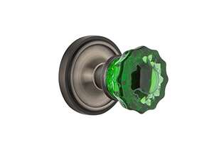 Nostalgic Warehouse 640697201610 720161 Classic Rosette Passage Crystal Emerald Glass Door