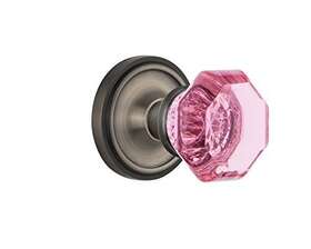 Nostalgic Warehouse 640697241272 724127 Classic Rosette Waldorf Pink Door Knob In Antique