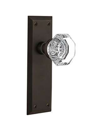 Nostalgic Warehouse 640697331577 733157 New York Plate With Waldorf Crystal Knob Single Dummy Oil-rubbed Bronze