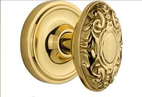 701168 Nostalgic Warehouse Classic Rosette Passage Polished Brass Victorian Door Knob