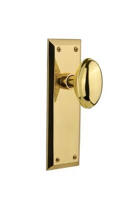 702905 Nostalgic Warehouse New York Plate And Homestead Door Knob Unlacquered Brass