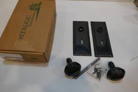 702907 Nostalgic Warehouse Black New York Knob W Plates Dummy Set