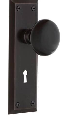 703897 Nostalgic Warehouse New York Plate And Interior Black Porcelain Round Door Knob
