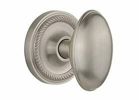 704677 Nostalgic Warehouse Rope Rosette With Homestead Knob Double Dummy Satin Nickel