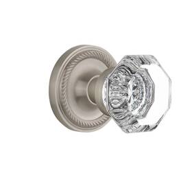 704712 Nostalgic Warehouse Nostalgicwarehouse Waldorf Crystal Dummy Knob Rope Rosette Satin Nickel