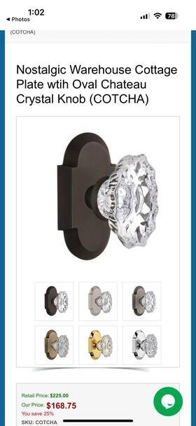 2-nostalgic Nostalgic Warehouse 708521 Cotcha Vintage Chateau Crystal Knob With Black Plates
