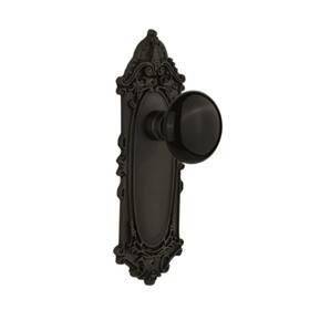 709863 Nostalgic Warehouse Victorian Long Plate Black Porcelain Knob Oil-rubbed Bronze