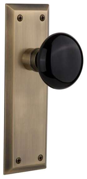 710309 Nostalgic Warehouse Nykblk Prv 238 Nk Black Porcelain Solid Brass -