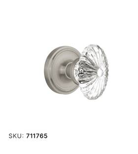 711765 Nostalgic Warehouse Classic Rosette With Oval Fluted Crystal Glass Knob Passage