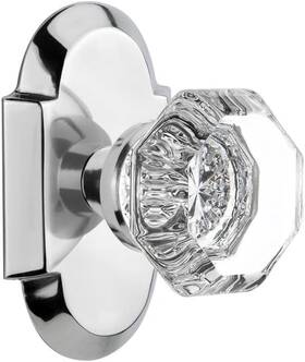 712966 Nostalgic Warehouse Cottage Plate Crystal Glass Knobs With Chrome Set Of 2