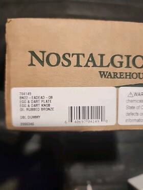 Bm22-eadrad-ob Nostalgic Warehouse 714942 Egg And Dart Knob Oil Rubbed Bronze Dummy