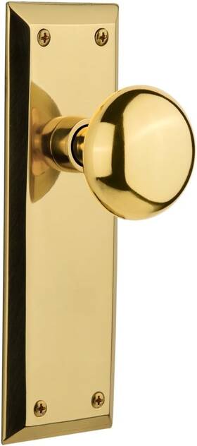 717367 Nostalgic Warehouse Set Of 3 New York Door Knob With Plate Privacy Pbrass -