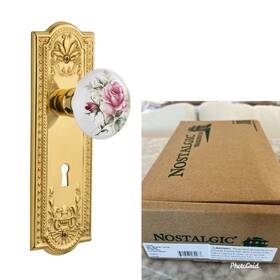 718446 Nostalgic Warehouse New Meadows Rose Privacy Door Knob Polished Brass