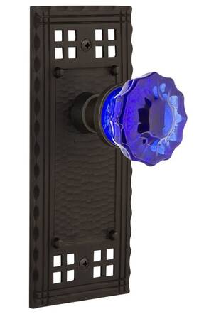 Nostalgic Warehouse 720386 Craftsman Plate Passage Crystal Cobalt Glass Door