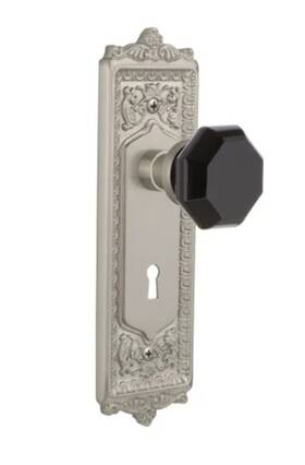 722840 Nostalgic Warehouse Egg And Dart Solid Brass Single Dummy Door Knob With Black Waldorf Deco