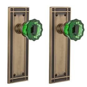 723390 Nostalgic Warehouse Mission Plate Double Dummy Emerald Glass Antique Brass