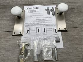 733135 Nostalgic Warehouse White Porcelain Solid Brass Privacy Door Knob Set