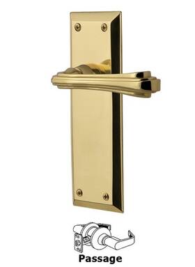 765688 Nostalgic Warehouse New York Plate Passage Fleur Lever Unlacquered Brass