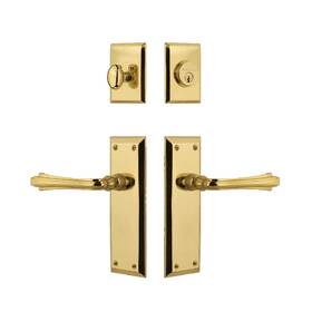 782703 Nostalgic Warehouse New York Entry Set With Fleur Lever Unlaquered Brass