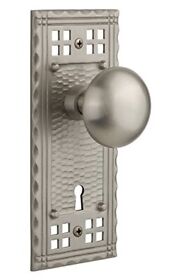 715761 Nostalgic Warehouse Craftsman Plate Keyhole New York Knob Mortise Satin Nickel