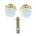 702203 Nostalgic Warehouse Rosette White Porcelain Door Knob Brass Open Box