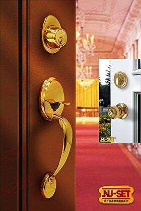 Nu-set 715590407015 Lock Single Cylinder Deadbolt And Entry Door Handle