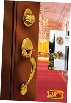 4070-1 Nuset Lock Single Cylinder Deadbolt And Entry Door Handle Set