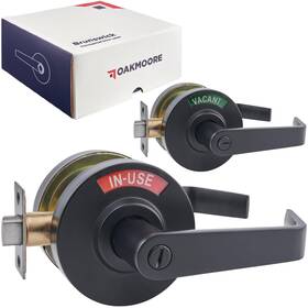 Oakmoore 643781282892 Commercial Door Handle - Vacant Occupied Bathroom Lock Black Restroom