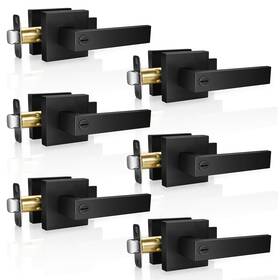 Chengxing-0003us Onateel 6 Pack Modern Black Door Handles Privacy Levers Knobs Interio