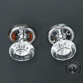 Open Box Grandeur Newport Solid Brass Rose Passage Door Knob Set Chrome