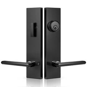 Orbivolta 607613848359 Black Front Door Handle And Deadbolt Set Exterior With Mo