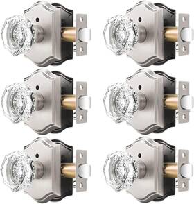 Orger 313054187147 Octagonal Crystal Door Knobs 6 Pack Interior Privacy Handle For Bed/
