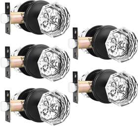 Orger 689718569643 5 Pack Passage Crystal Door Knobs Keyless Non-locking Interior For