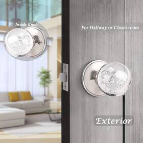 Bs-023 Orger Beautiful Glass Round Doorknobs Passage/hall Closet Door Keyless Brushed Nickel