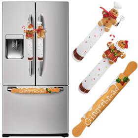 S-bst-jbrql-3 Ourwarm Christmas Refrigerator Handle Covers Set Of 3 Gingerbread Kitchen Decor Refr