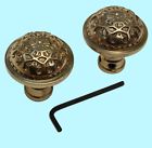 23041 Pair Renovator Vintage Door " Solid Shanks 2 Knob Star Supply Brass