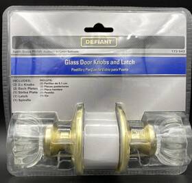 Passage Door Knob Set 030699704026 Defiant 2 Inch Satin Brass Victorian Glass Set-non Locking 173 543