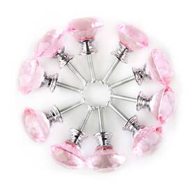 Peroup 680811880895 10 X Diamond Shape Crystal Glass 30mm Kitchen Cabinet Door Drawer Knob Pink