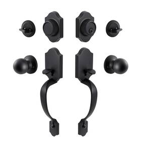 Pexfix 611624980663 Door Handle Sets Double Front Set With Knobs Matte Black Dou
