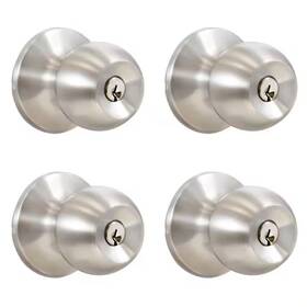 Premier Lock 445034565553 Stainless Steel Entry Door Knob With 8 Kw1 Keys Keyed Alike 4-pack