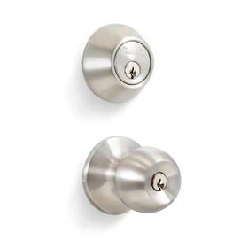 Premier Lock 445039795795 Stainless Steel Entry Door Knob Combo Set With Deadbolt And 6 Keys