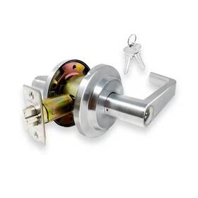 Premier Lock 445044955993 Heavy-duty Satin Chrome Grade 2 Switch Style Entry Storeroom Handle Set Wit