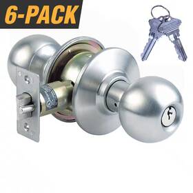 Premier Lock 445056366312 Stainless Steel Grade 2 Entry Door Knob With 12 Sc1 Keys 6-pack Keyed Alike