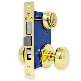 Premier Lock 744759156129 Brass Mortise Entry Gate Right Hand Door Set With 2.5 Inch Backset And 2 Sc1