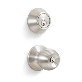 Ed03 Premier Lock 942659718194 Entry Door Knob Deadbolt Combo Set With 6-keys Satin Stainless Ste