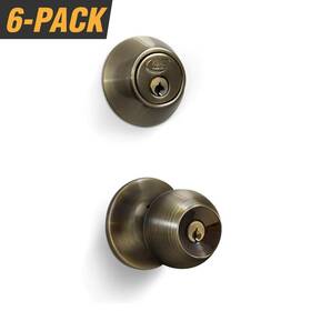 Ed04-6 Premier Lock Antique Brass Entry Door Knob Combo Set With Deadbolt And 36 Keys Total