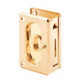Prime-line 445054657658 3-3/4 In Polished Brass Pocket Door Privacy Lock With Pull